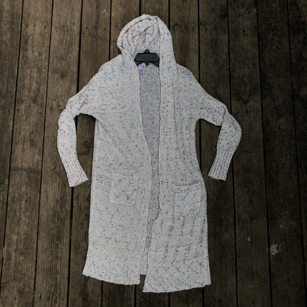 Francescas Hooded Long Acrylic Sweater Cardigan